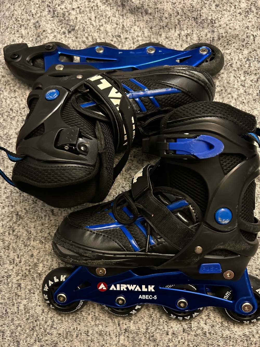 Airwalk Kids Youth Unisex Adjustable Inline Skates ABEC-5 Bearing, Blue, 1-4